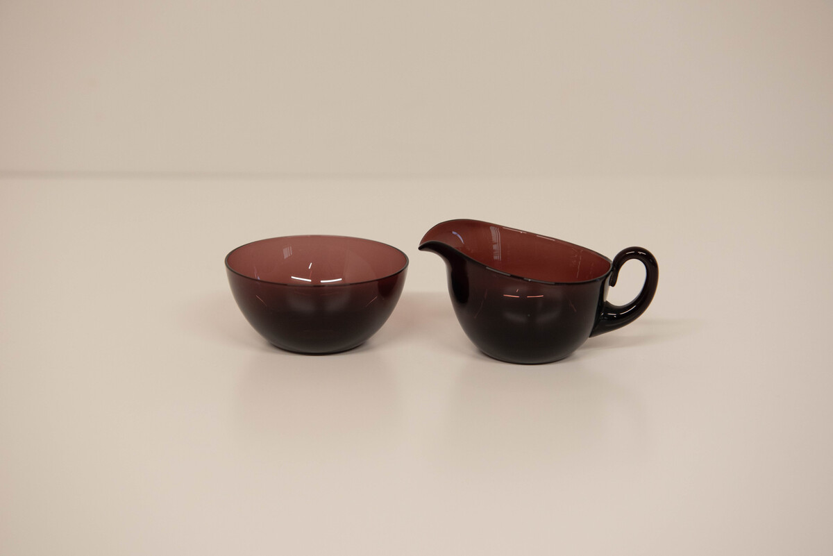 Glass milk pitcher &sugar bowl SOLD